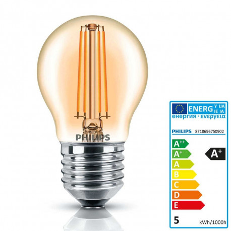 Philips Classic LEDluster 5W 825 2500K E27 P45 Gold Filament LED