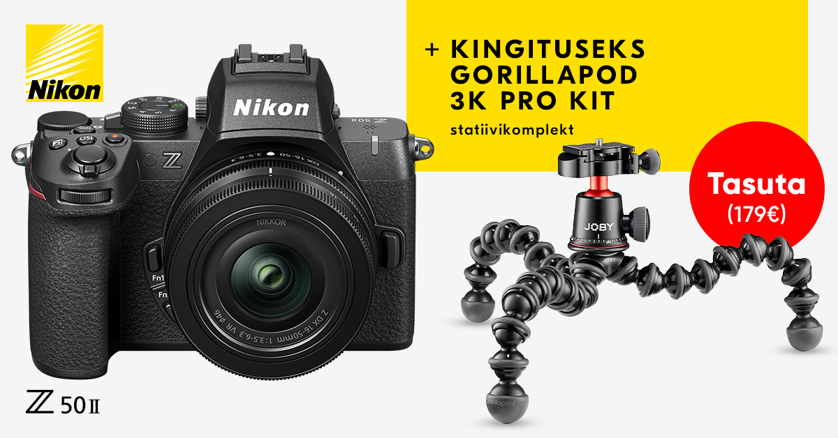 Nikon Z50 II ostul saad kingituseks JOBY Gorillapod statiivikomplekti