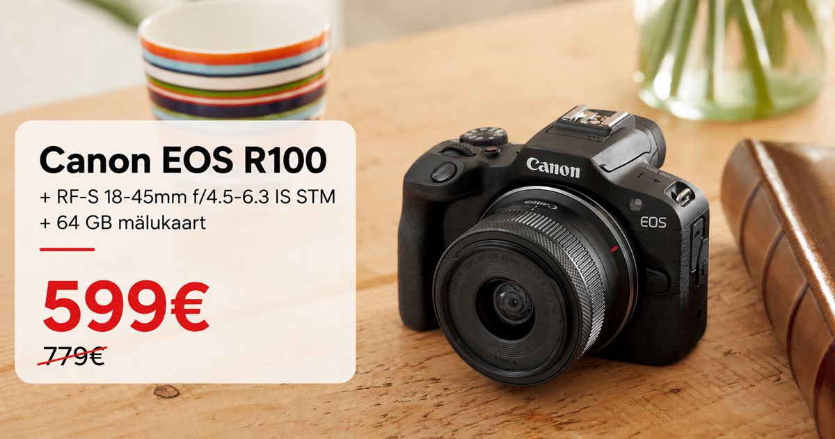 Alustavale fotohuvilisele sobiv Canon EOS R100 komplekt on erihinnaga