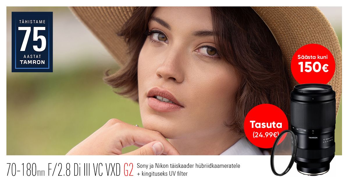Kiire ja valgusjõulise Tamron 70-180mm f/2.8 Di III VC VXD G2 ostul säästad kuni 150€