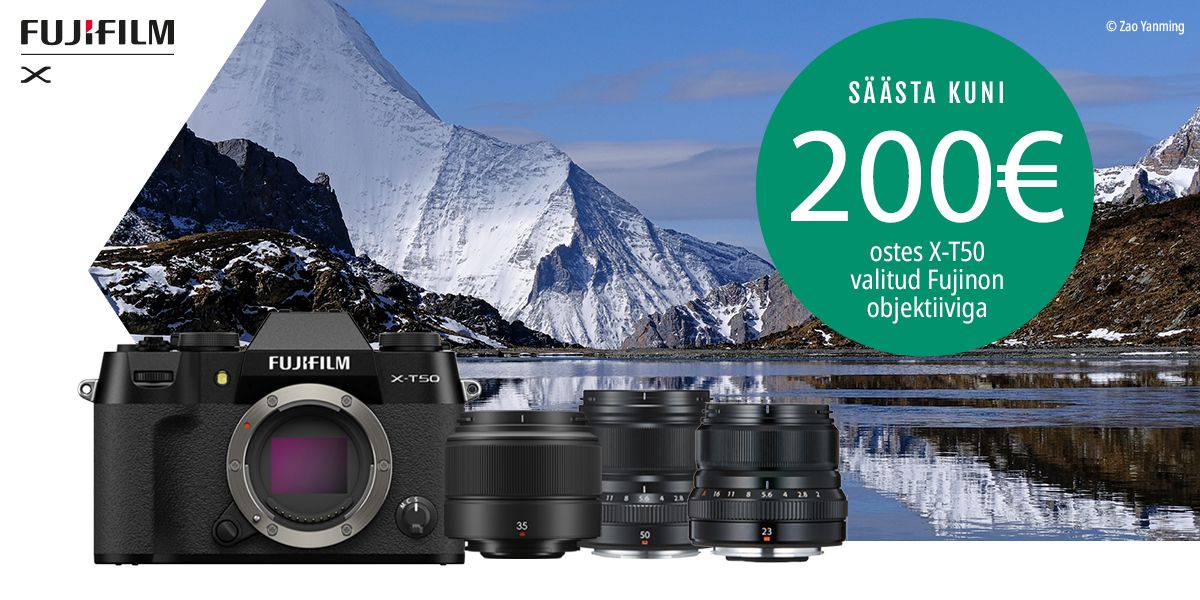 Säästa 100-200€ ostes Fujifilm X-T50 koos valitud Fujinon objektiiviga