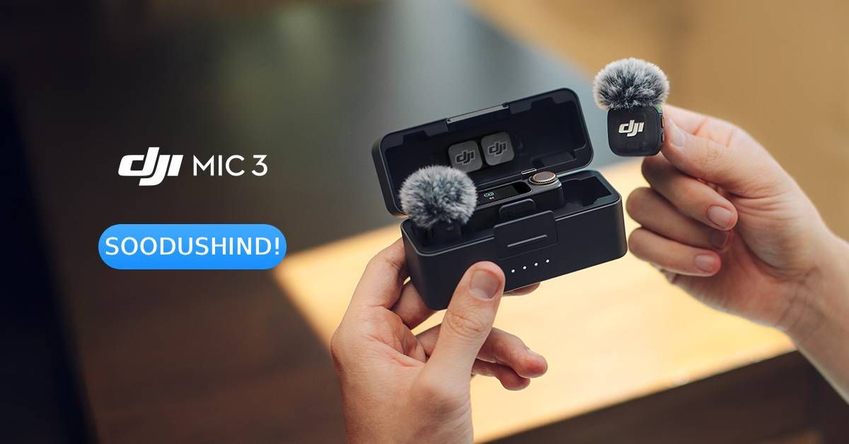 Kerge ja intuitiivne DJI Mic 3 mikrofonisüsteem on sõbrahinnaga!