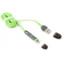 Platinet kaabel USB - microUSB/Lightning 1m, roheline (42872)