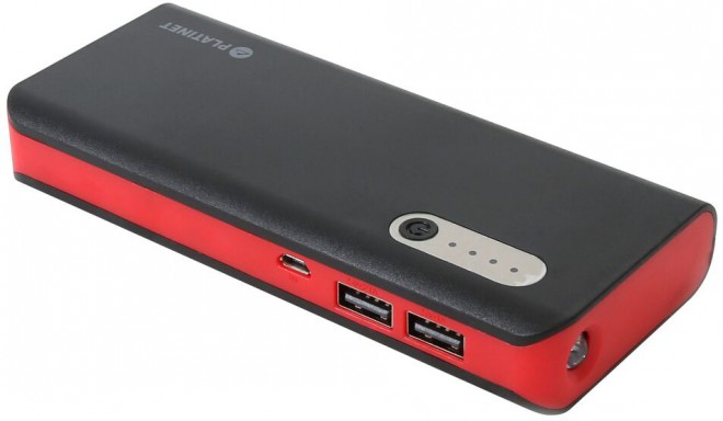 Platinet lādētājs-akumulators 13000mAh + lukturītis, melns/sarkans (42899)