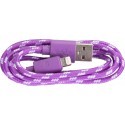 Omega cable USB - Lightning 1m, purple/white