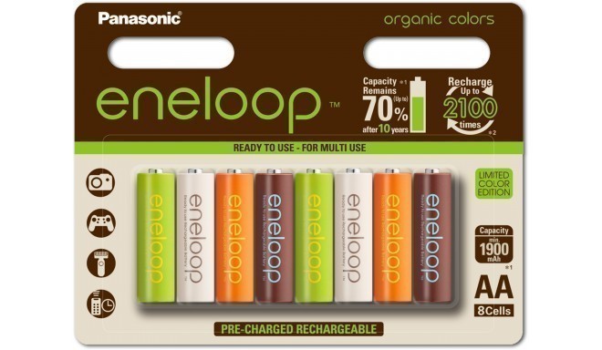 Panasonic eneloop rechargeable battery AA 1900 8BP Organic