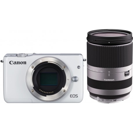 Canon EOS M10 + Tamron 18-200mm VC, valge