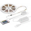 RGB-LED Light Strip Set, 5 m indoor/outdoor-use (IP44), incl. 230 V (AC) power supply, remote contro