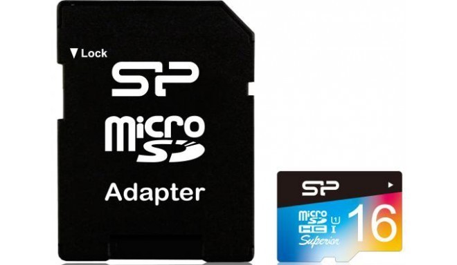 Silicon Power mälukaart microSDHC 16GB Superior UHS-I U1 + adapter
