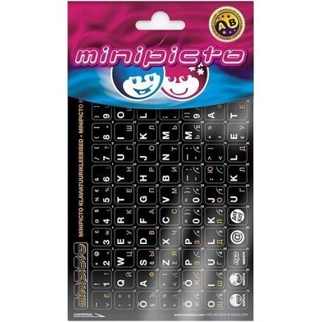 Minipicto keyboard sticker EST/RUS KB-UNI-EE02-BLK-ORAN, black/white/orange
