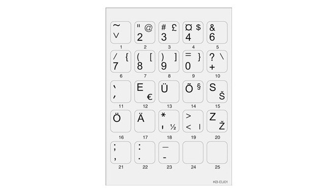 Minipicto наклейки на клавиатуру KB-EU-01GRY, серый/черный