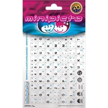 Minipicto keyboard sticker EST/RUS KB-UNI-EE02-WHT-BLUE, white/black/blue