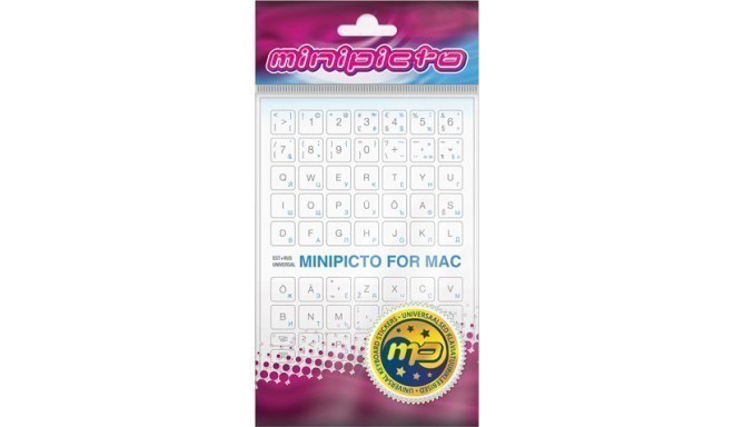 Minipicto наклейки для клавиатуры EST/RUS KB-MAC-EE-RU-WHT, белый/серый/синий