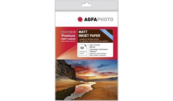 Agfaphoto fotopapīrs A4 Premium, matēts, 130g 50 lapas