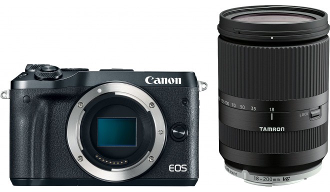 Canon EOS M6 + Tamron 18-200mm VC, melns