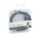 Platinet kaabel microUSB - USB 1m punutud, sinine