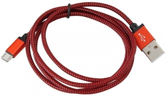Platinet кабель microUSB - USB 1 м плетеный, красный