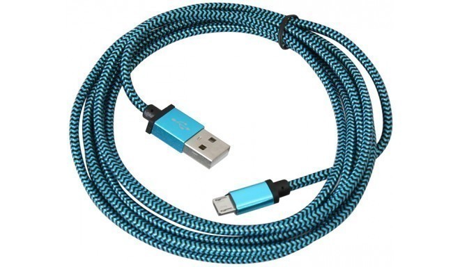 Platinet cable microUSB 2m braided, blue