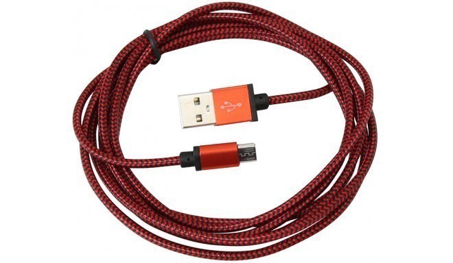 Platinet kabelis microUSB - USB 2m appīts, sarkans