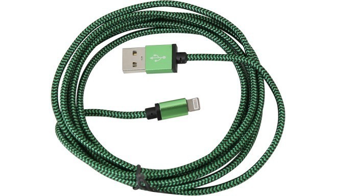 Platinet kabelis USB - Lightning 2m appīts, zaļš