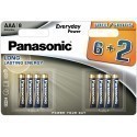 Panasonic patarei LR03EPS/8B (6+2)
