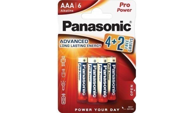 Panasonic Pro Power baterija LR03PPG/6B (4+2)