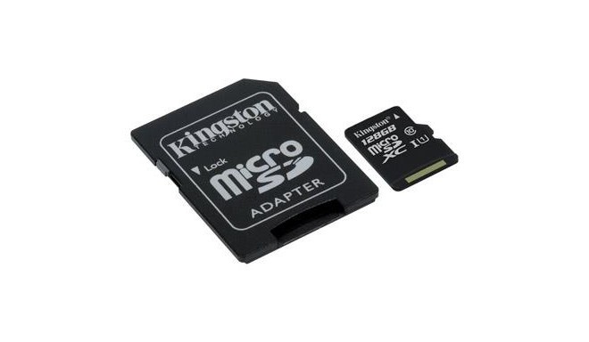 Kingston mälukaart microSDXC 128GB Canvas Select Class 10 UHS-I + adapter