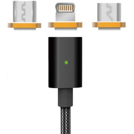 Platinet kabelis 3 vienā microUSB + Lightning + USB-C 1m magnētisks (PUCMP3)