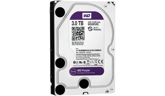 HDD AV WD Purple (3.5'', 3TB, 64MB, RPM IntelliPower, SATA 6 Gb/s)