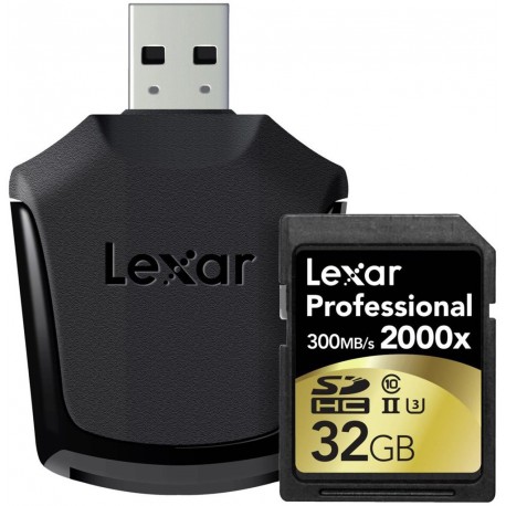 Lexar mälukaart SDHC 32GB Professional 2000x 300MB/s + USB lugeja