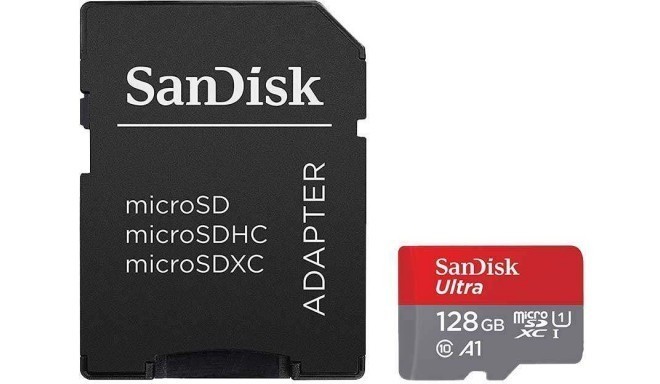 SanDisk atmiņas karte microSDXC 128GB Ultra 100MB/s A1 + adapteris