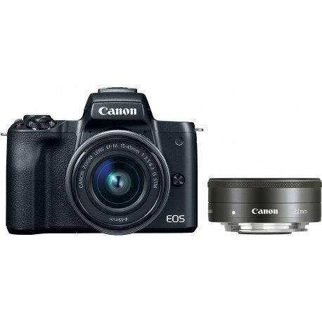 Canon EOS M50 + EF-M 15-45mm + 22mm STM, melns