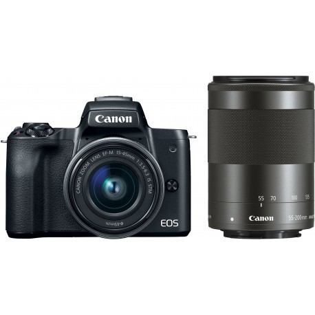 Canon EOS M50 + EF-M 15-45 мм + 55-200 IS STM, черный
