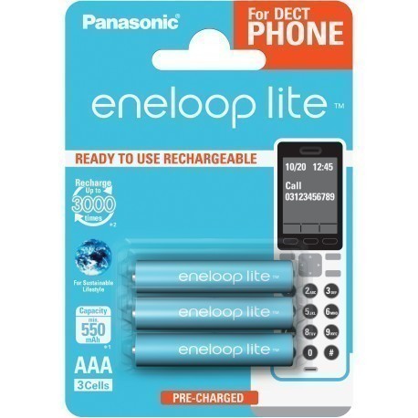 Panasonic eneloop аккумуляторные батарейки lite AAA 550 3BP Dect