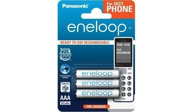 Panasonic eneloop rechargeable battery AAA 750 3BP Dect