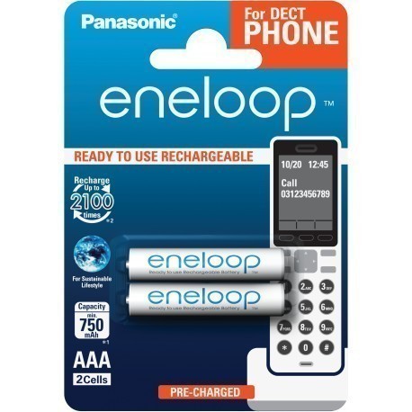 Panasonic eneloop аккумуляторные батарейки AAA 750 2BP Dect