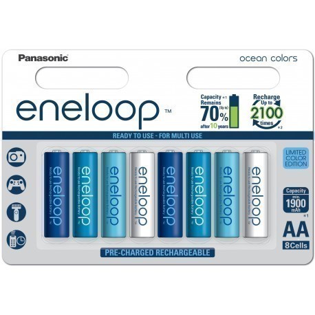 Panasonic eneloop аккумуляторные батарейки AA 1900 8BP Ocean
