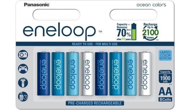 Panasonic eneloop rechargeable battery AA 1900 8BP Ocean 