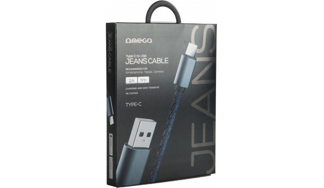 Omega kabelis USB-C Jeans 1m, zils (44204)