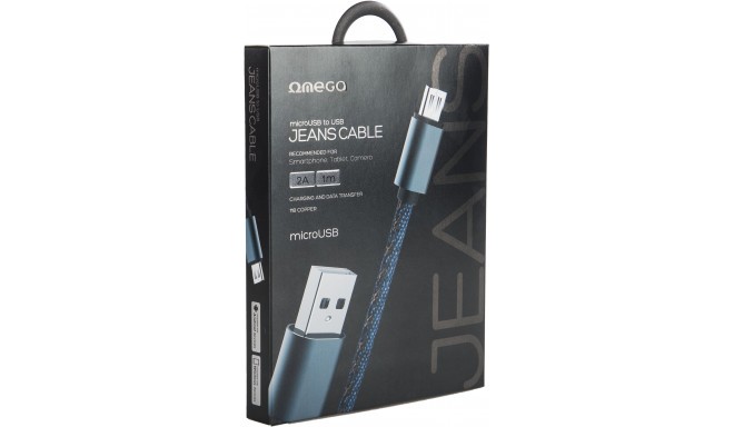 Omega cable microUSB Jeans 1m, blue (44200)
