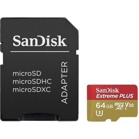 Sandisk mälukaart microSDXC 64GB Extreme Plus V30 95MB/s + adapter