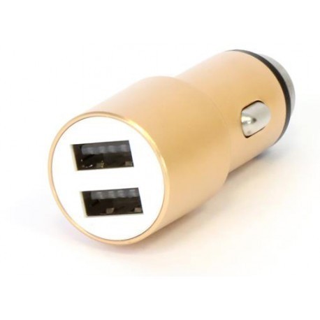 Omega car charger 2xUSB 2100mA Metal, gold
