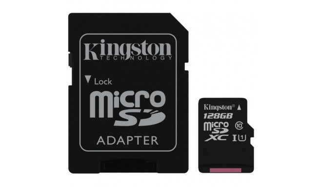 Kingston mälukaart microSDXC 128GB + adapter (SDCS/128GB)