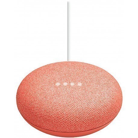 Google Home Mini smart speaker, coral