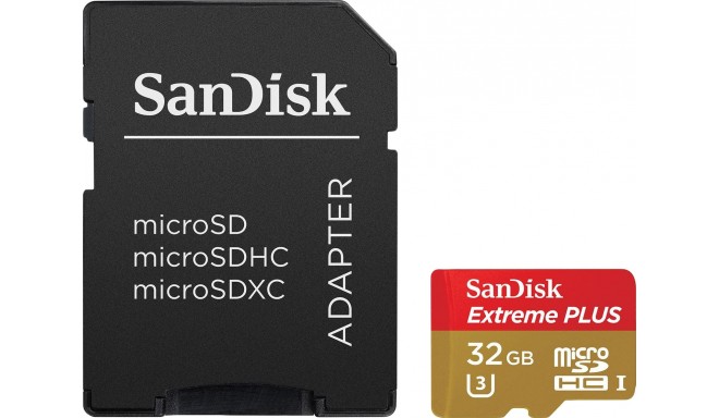Sandisk mälukaart microSDHC 32GB Extreme Plus + adapter