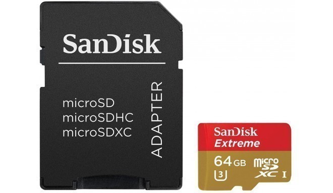 Sandisk карта памяти microSDXC 64GB Extreme 90MB/s + адаптер