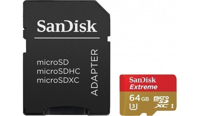 Sandisk memory card microSDXC 64GB Action Extreme + adapter