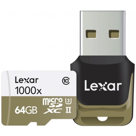 Lexar mälukaart microSDXC 64GB Professional 1000x 150MB/s + USB 3.0 lugeja