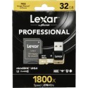 Lexar mälukaart microSDHC 32GB Professional 1800x + USB 3.0 lugeja + adapter