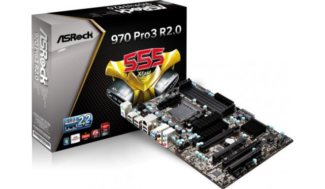 ASRock motherboard 970 PRO3 R2.0 AMD3+ AMD970 4DDR3 RAID/USB3/GLAN ATX
